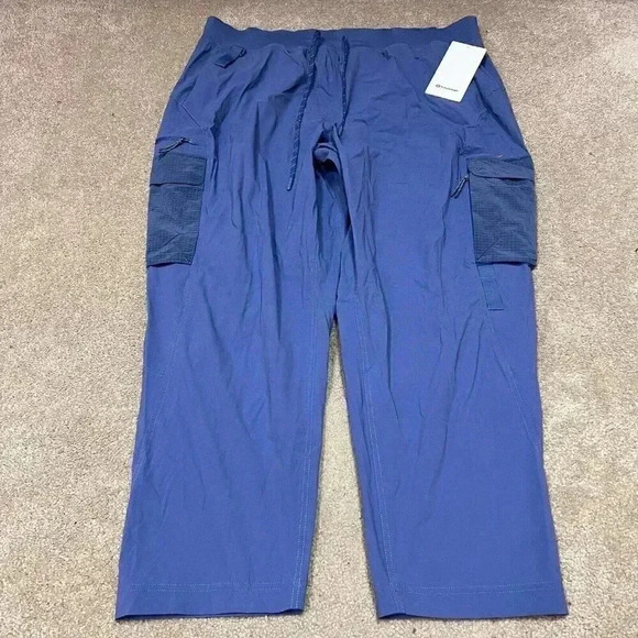 lululemon athletica Pants - Lululemon Cargo High Rise Hiking Pant Blue Drawstring Pockets Women’s Sz 20 NWT